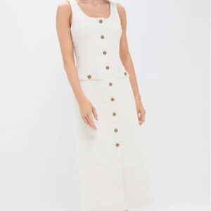 Sleeveless Cream Tweed Ingrid Dress brand new